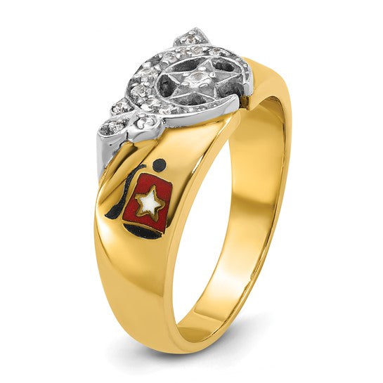 IBGoodman 14k Two-tone Men's Polished with Multi-color Enamel and Diamond Masonic Shriner's Ring