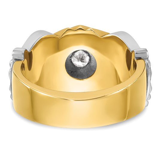 IBGoodman 14k Two-tone Men's Polished and Textured with Multi-color Enamel and Diamond Masonic Shriner's Ring