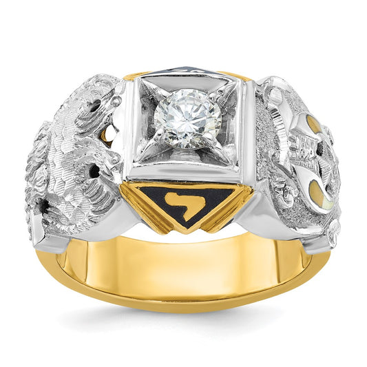 14ktt IBGoodman Men's Enamel & Diamond Eagle Masonic Shriner's Ring