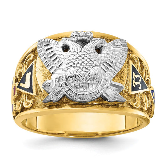 14ktt IBGoodman Men's Textured & Enameled 33rd Degree Masonic Ring