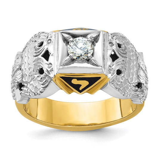 14ktt IBGoodman Textured Enamel & Dia 32nd Scottish Rite Masonic Ring