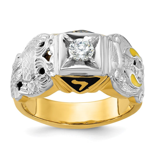 14ktt IBGoodman Men's Enamel & Diamond Eagle Masonic Shriner's Ring
