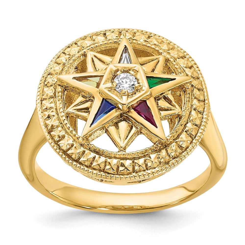 14k IBGoodman Women's Textured Multi-color CZ & Dia Eastern Star Ring