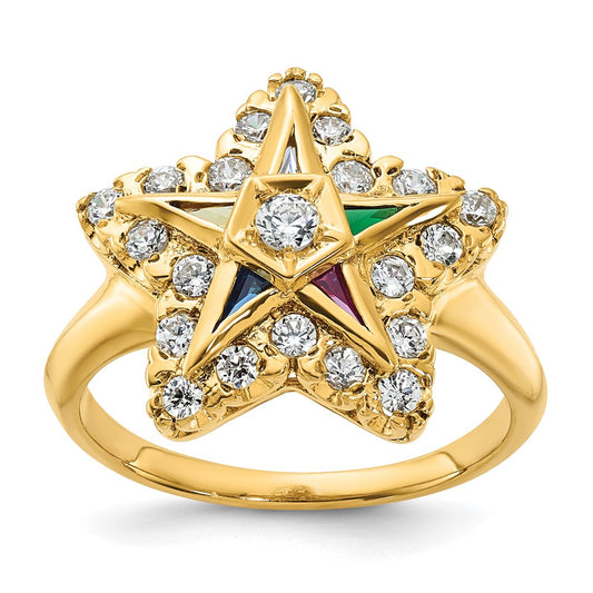 14k IBGoodman Women's Multi-color CZ & Dia Eastern Star Masonic Ring
