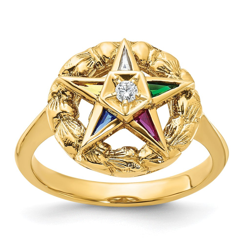 14k IBGoodman Women's Textured Multi-color CZ & Dia Eastern Star Ring