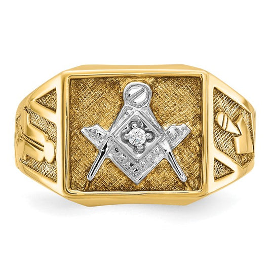 14k Onyx and Diamond Textured Mens Ring