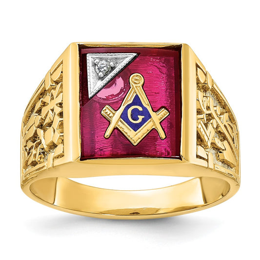 14ktt IBGoodman Men's Textured Blue Lodge Masonic Ring Mounting