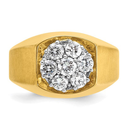 IBGoodman 10k Two-tone Men's Polished and Satin Round 1 Carat A Quality Diamond Cluster Ring