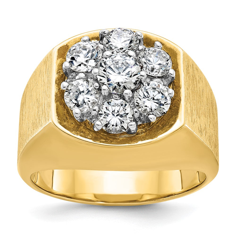 14ktt IBGoodman Men's Polished & Satin Round Diamond Cluster Ring