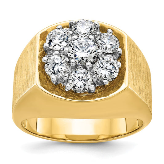 14ktt IBGoodman Men's Polished & Satin Round Diamond Cluster Ring