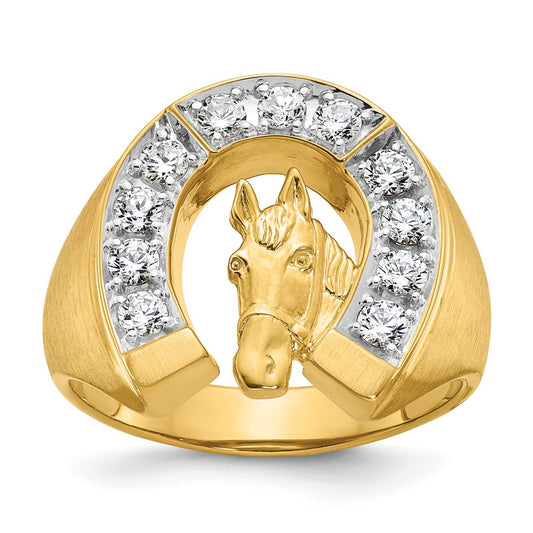 14k Two-tone IBGoodman Men's Satin Horseshoe Diamond Ring Mounting