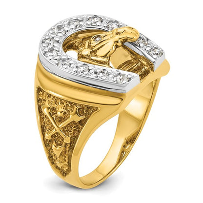 IBGoodman 14k White Gold Men's Polished and Brushed 5-Stone 1/2 Carat Lab Grown Diamond Ring