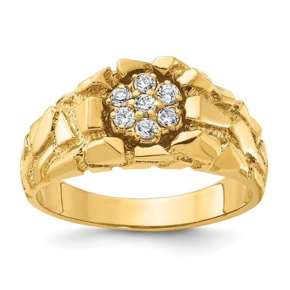 10k IBGoodman Men's Cluster Diamond Nugget Complete Ring