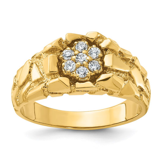 14k IBGoodman Men's Cluster Diamond Nugget Complete Ring