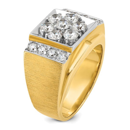 IBGoodman 14k Two-tone Men's Polished and Satin 2 Carat AA Quality Diamond Cluster Ring