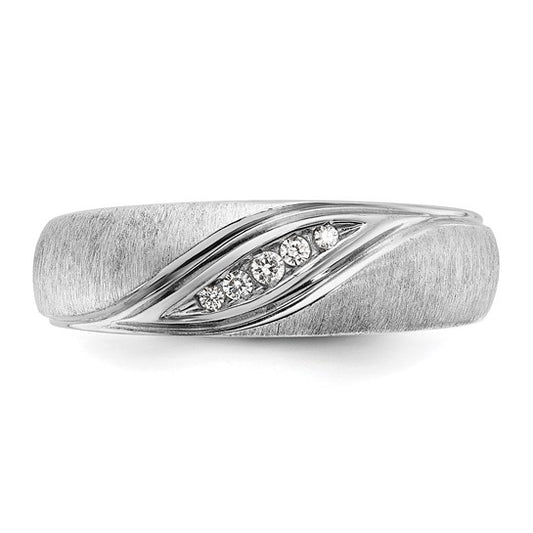 IBGoodman 14k White Gold Men's Polished and Satin 1/15 Carat Lab Grown Diamond Ring