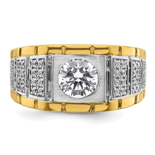 14k Two-tone IBGoodman Men's Polished and Satin Semi-mount Lab Grown Diamond