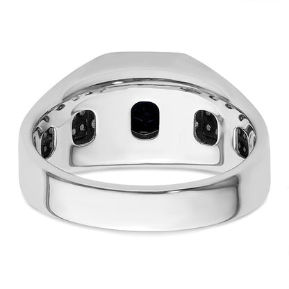14k White Gold IBGoodman Men's Created Sapphire Complete Lab Grown Diamond