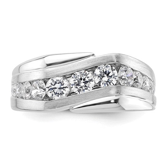 14k White Gold IBGoodman Men's Satin Complete Lab Grown Diamond Ring
