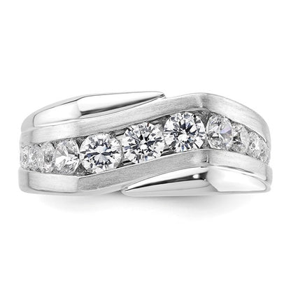 14k White Gold IBGoodman Men's Satin Complete Lab Grown Diamond Ring
