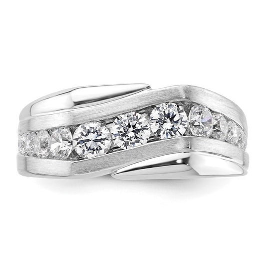 14k White Gold IBGoodman Men's Satin Complete Lab Grown Diamond Ring