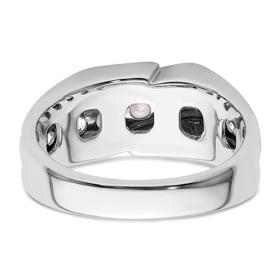 14k White Gold IBGoodman Men's Satin Complete Lab Grown Diamond Ring
