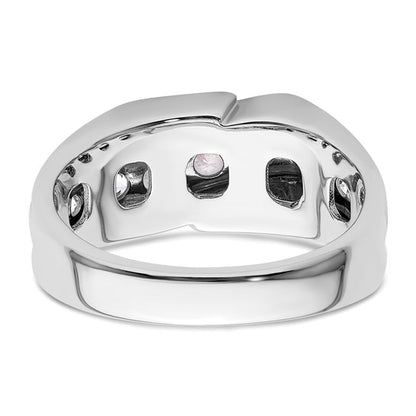 14k White Gold IBGoodman Men's Satin Complete Lab Grown Diamond Ring