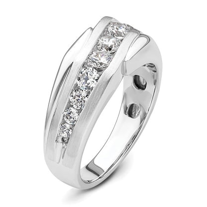 14k White Gold IBGoodman Men's Satin Complete Lab Grown Diamond Ring
