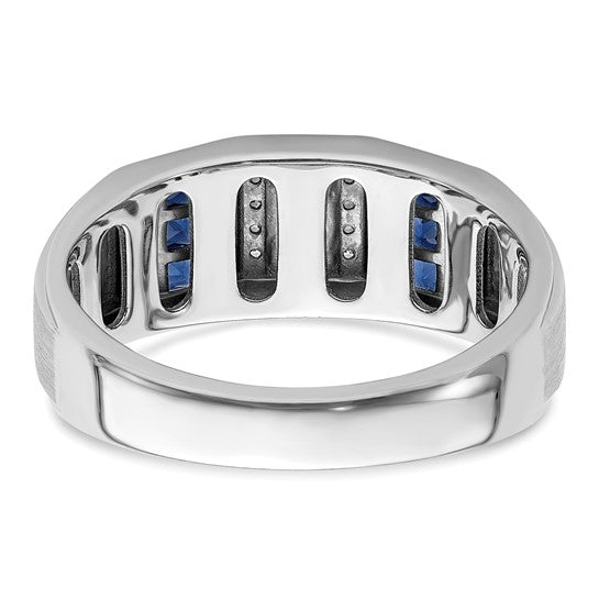14k White Gold IBGoodman Men's Created Sapphire Complete Lab Grown Diamond