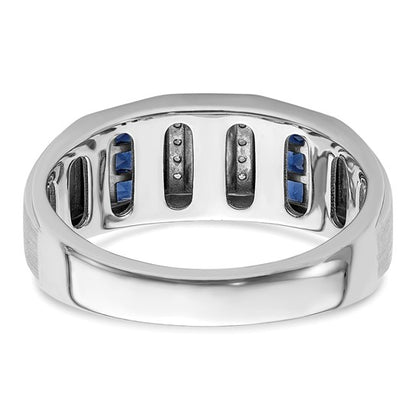 14k White Gold IBGoodman Men's Created Sapphire Complete Lab Grown Diamond
