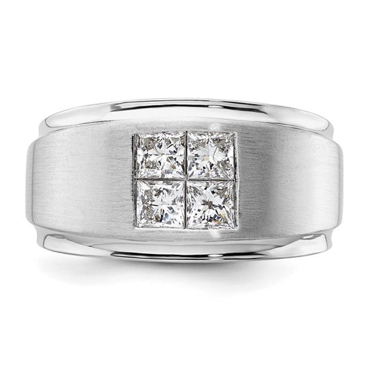 14k White Gold IBGoodman Men's Satin Complete Lab Grown Diamond Ring