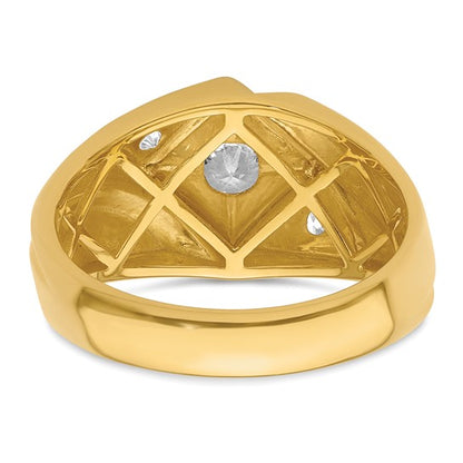 14k with Rhodium IBGoodman Men's Polished and Satin Complete Lab Grown Diamond