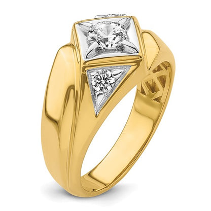 14k with Rhodium IBGoodman Men's Polished and Satin Complete Lab Grown Diamond