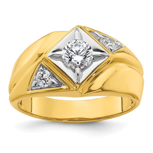 14k with Rhodium IBGoodman Men's Polished and Satin Complete Lab Grown Diamond