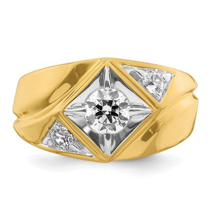14k with Rhodium IBGoodman Men's Polished and Satin Complete Lab Grown Diamond