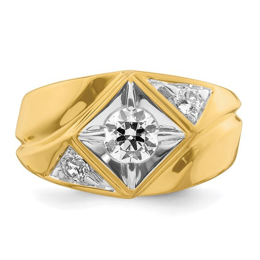 14k with Rhodium IBGoodman Men's Polished and Satin Complete Lab Grown Diamond
