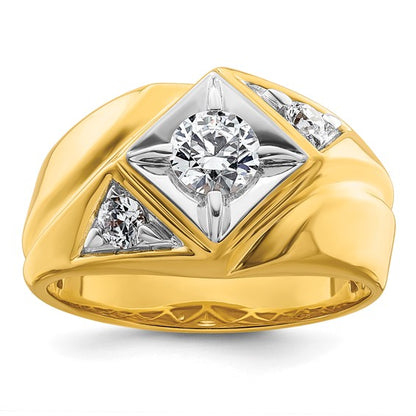 14k with Rhodium IBGoodman Men's Polished and Satin Complete Lab Grown Diamond