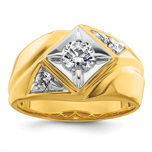 14k with Rhodium IBGoodman Men's Polished and Satin Complete Lab Grown Diamond
