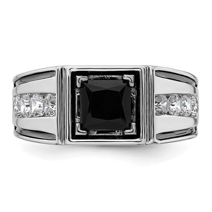 14k White Gold IBGoodman Men's Onyx Complete Lab Grown Diamond Ring