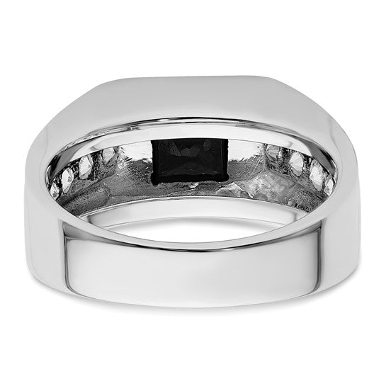 14k White Gold IBGoodman Men's Onyx Complete Lab Grown Diamond Ring