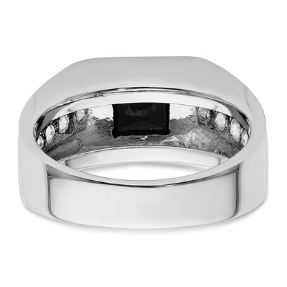 14k White Gold IBGoodman Men's Onyx Complete Lab Grown Diamond Ring