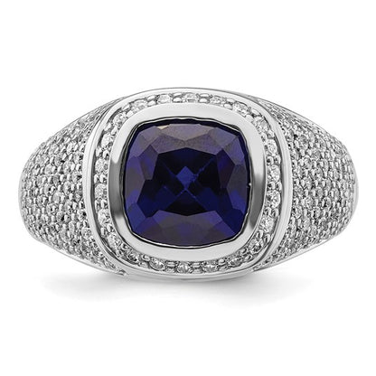 14k White Gold IBGoodman Men's Created Sapphire Complete Lab Grown Diamond