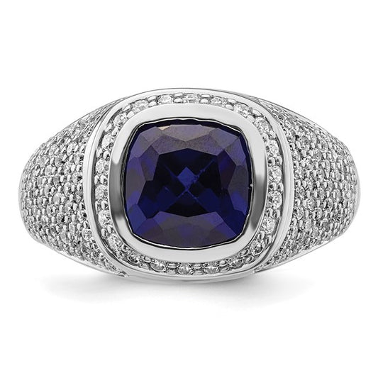 14k White Gold IBGoodman Men's Created Sapphire Complete Lab Grown Diamond