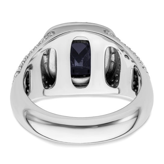 14k White Gold IBGoodman Men's Created Sapphire Complete Lab Grown Diamond