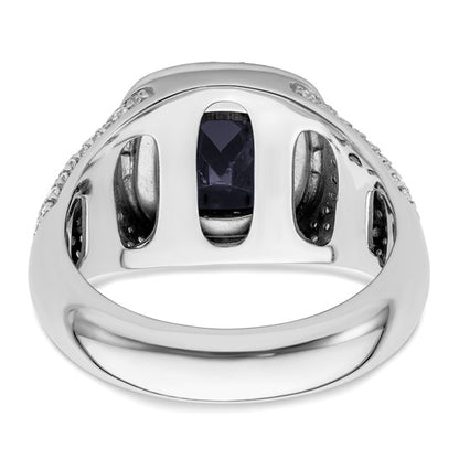 14k White Gold IBGoodman Men's Created Sapphire Complete Lab Grown Diamond