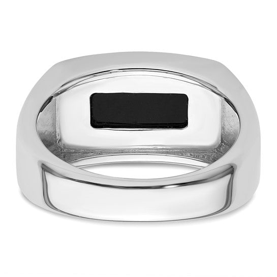 14k White Gold IBGoodman Men's Onyx Complete Lab Grown Diamond Ring