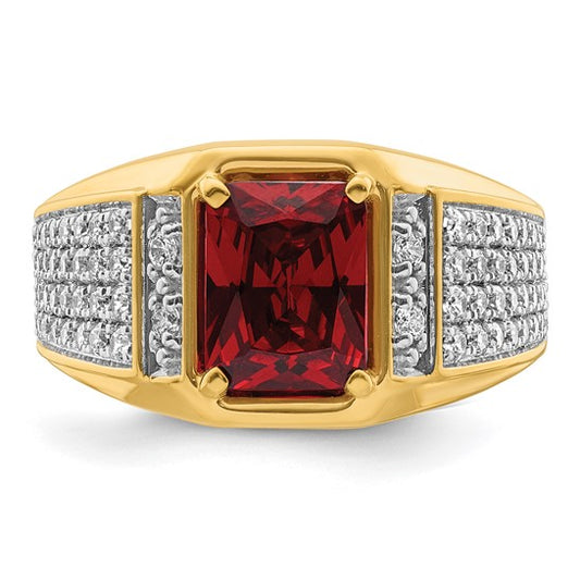 14K with Rhodium IBGoodman Men's Cr. Ruby Complete Lab Grown Diamond Ring