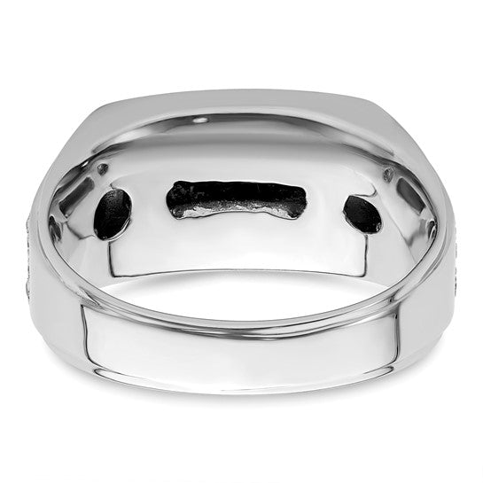 14k White Gold IBGoodman Men's Onyx Complete Lab Grown Diamond Ring