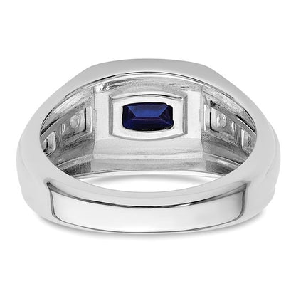 14k White Gold IBGoodman Men's Created Sapphire Complete Lab Grown Diamond