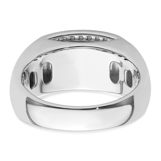 14k White Gold IBGoodman Men's Created Emerald Complete Lab Grown Diamond R